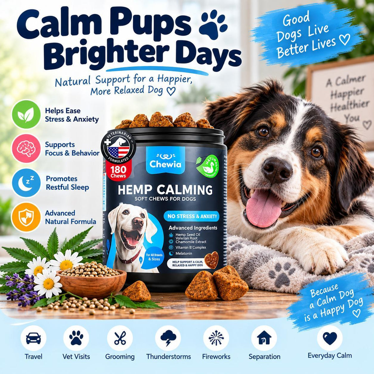 Hemp Calming Chews for Dogs Anxiety Relief