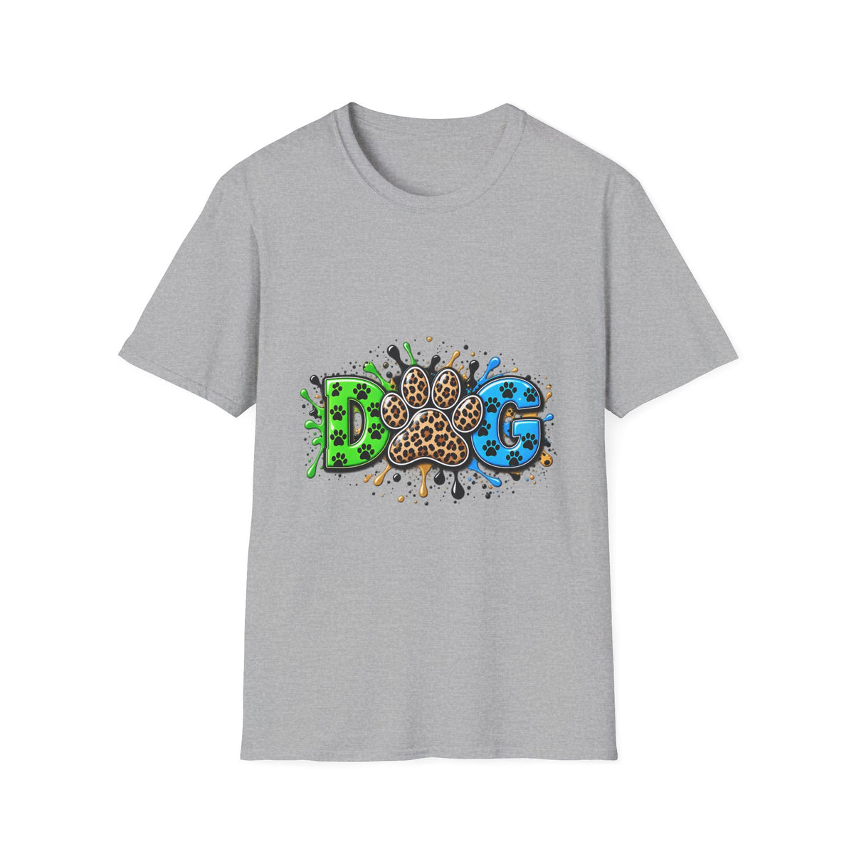 Dog Paw Splash T-Shirt Leopard Print Paw Graphic