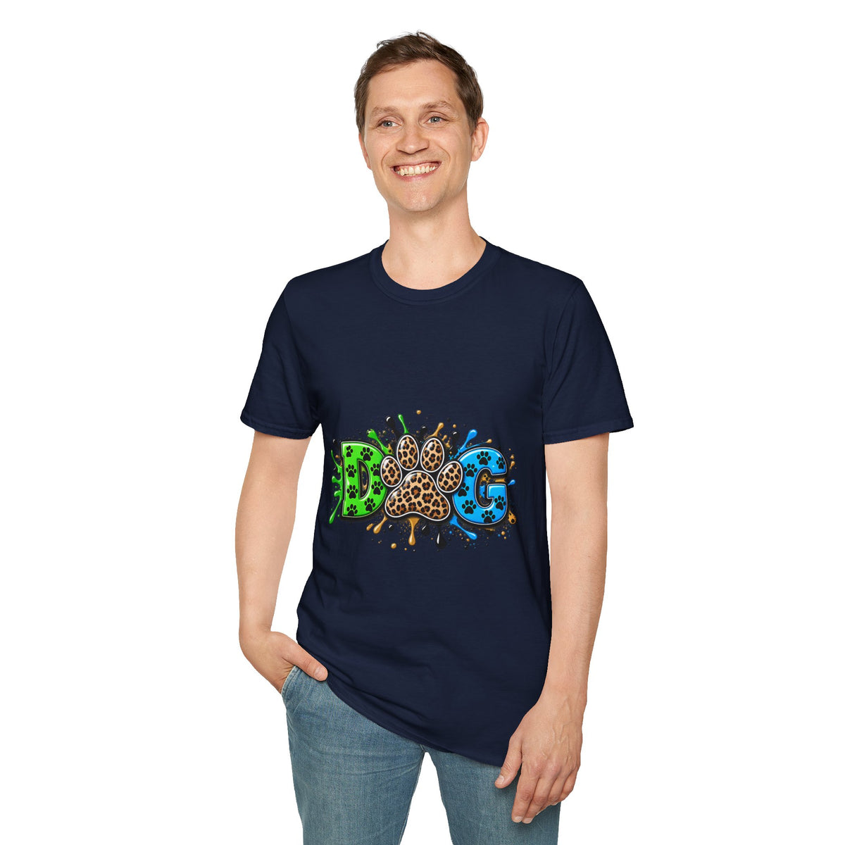 Dog Paw Splash T-Shirt Leopard Print Paw Graphic