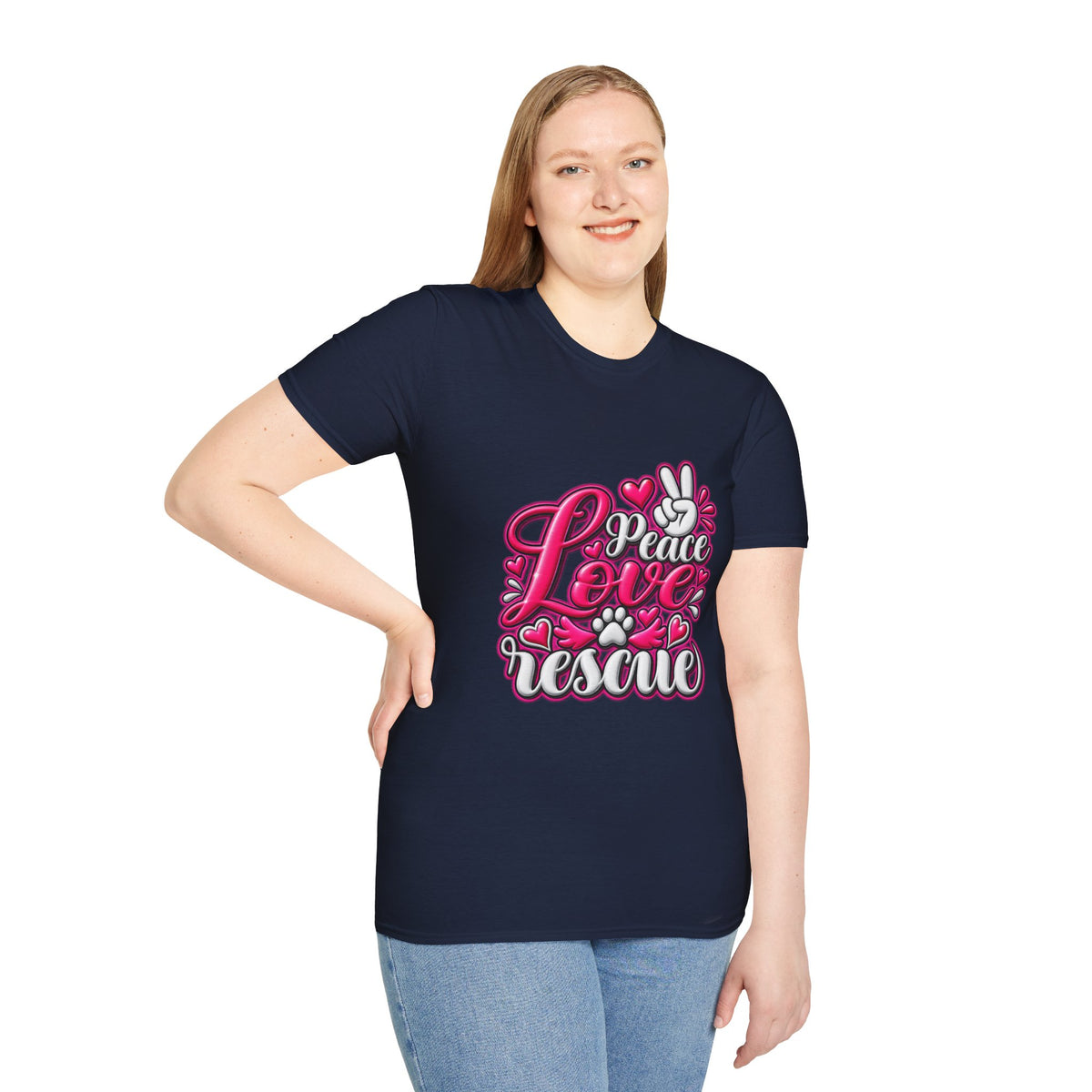 Rescue Love T-Shirt — "Peace Love Rescue" Pet Rescue Animal Advocate Tee