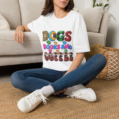 T-Shirt — Dogs, Books and Coffee Graphic Tee