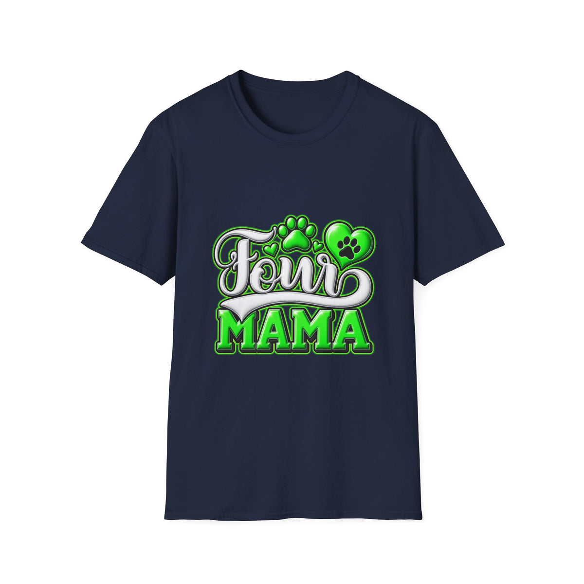Dog Mama T-Shirt — "Fur Mama" Green Paw Print Tee