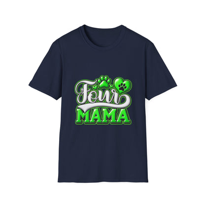 Dog Mama T-Shirt — "Fur Mama" Green Paw Print Tee