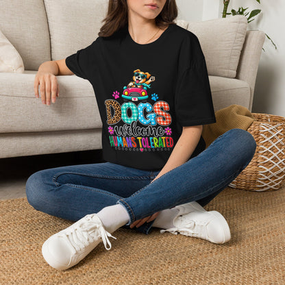 Dogs Welcome Graphic T-Shirt — Cute Puppy Car Design
