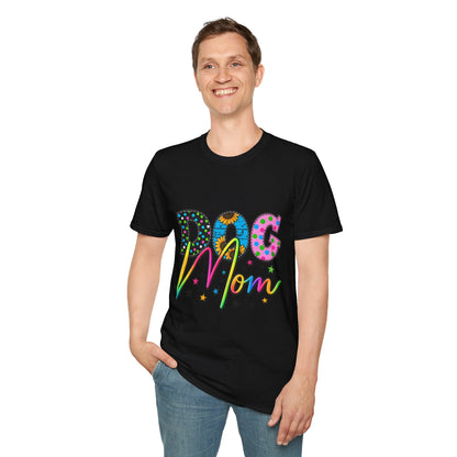 Dog Mom T-Shirt  Colorful Floral & Polka Dot Graphic