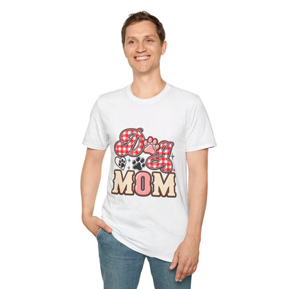 Dog Mom T-Shirt — Red Gingham Paw Graphic Tee
