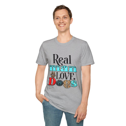 Real Man Loves Dogs T-Shirt — Vintage Paw Print Graphic