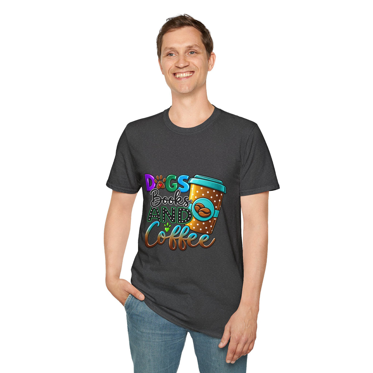 Dogs Books and Coffee T-Shirt