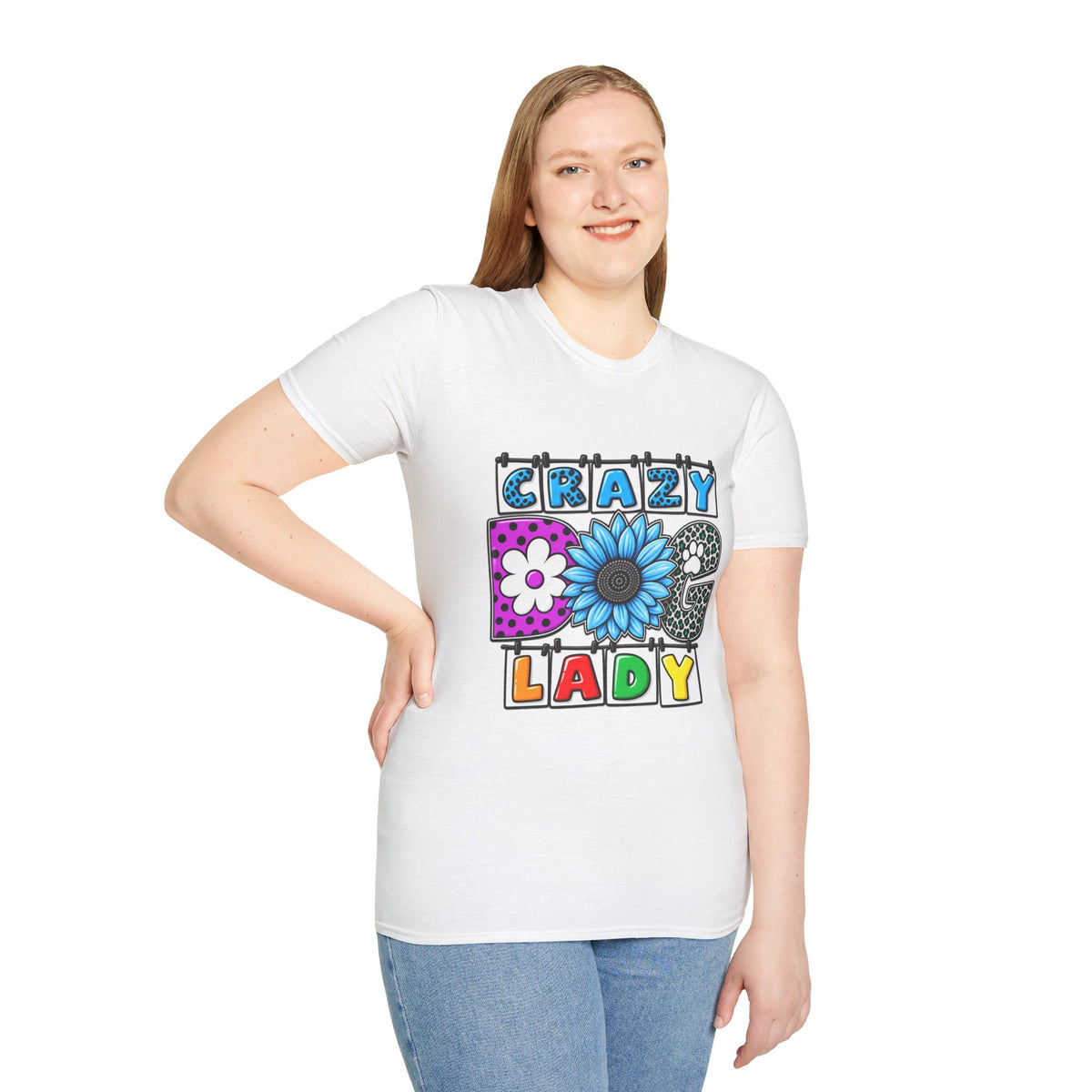Crazy Dog Lady T-Shirt — Colorful Floral Typography