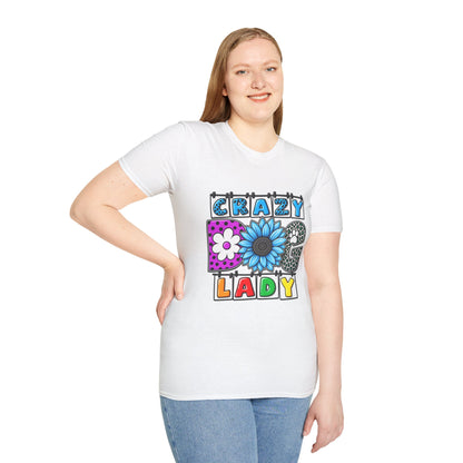 Crazy Dog Lady T-Shirt — Colorful Floral Typography