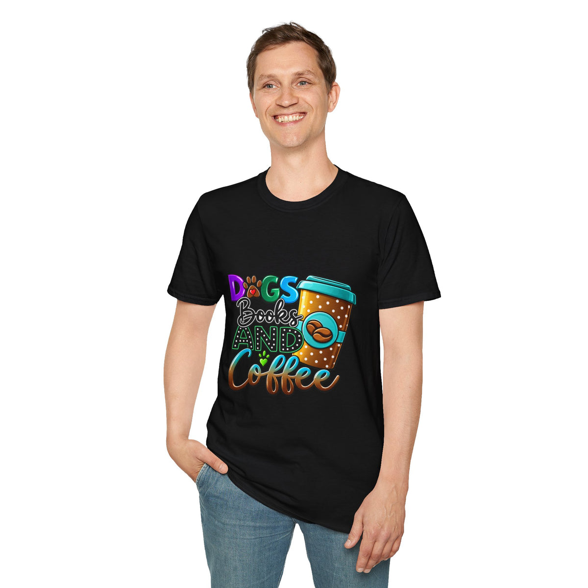 Dogs Books and Coffee T-Shirt