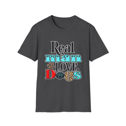 Real Man Loves Dogs T-Shirt — Vintage Paw Print Graphic