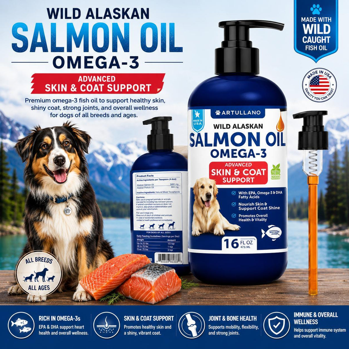Wild Alaskan Salmon Oil for Dogs – Omega 3