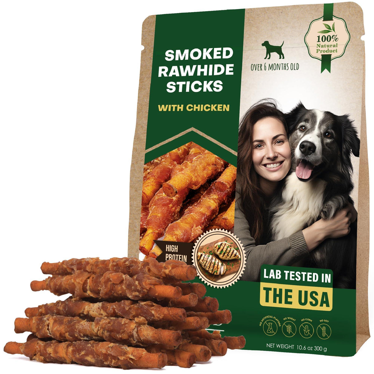 Chicken-Wrapped Rawhide Sticks for Dogs