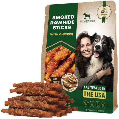 Chicken-Wrapped Rawhide Sticks for Dogs
