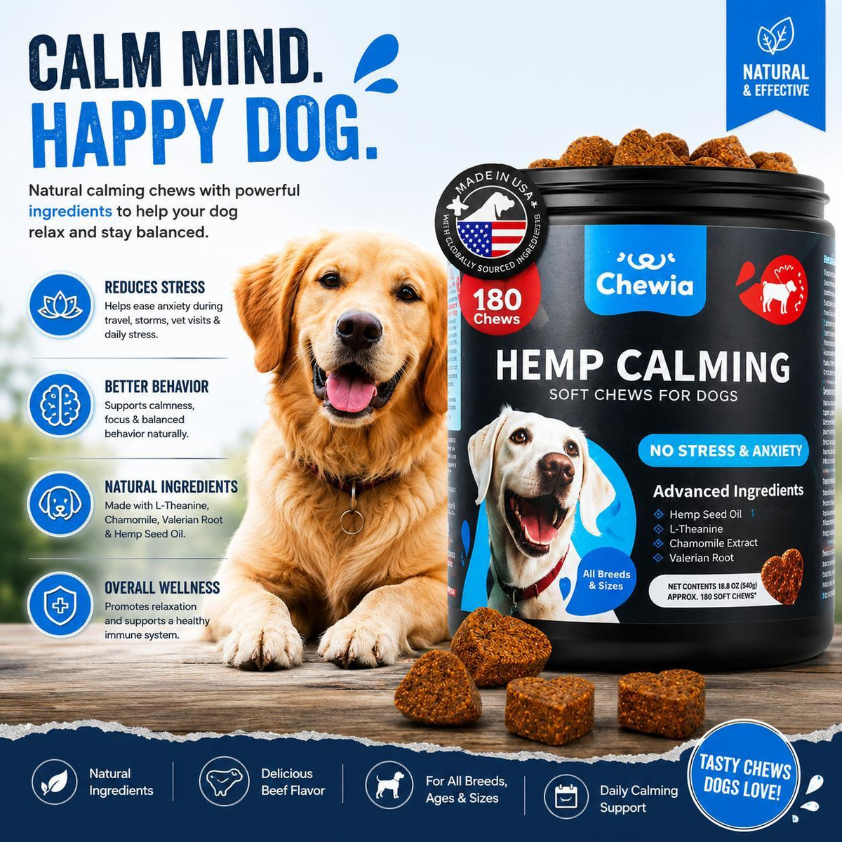 Hemp Calming Chews for Dogs – Anxiety Relief