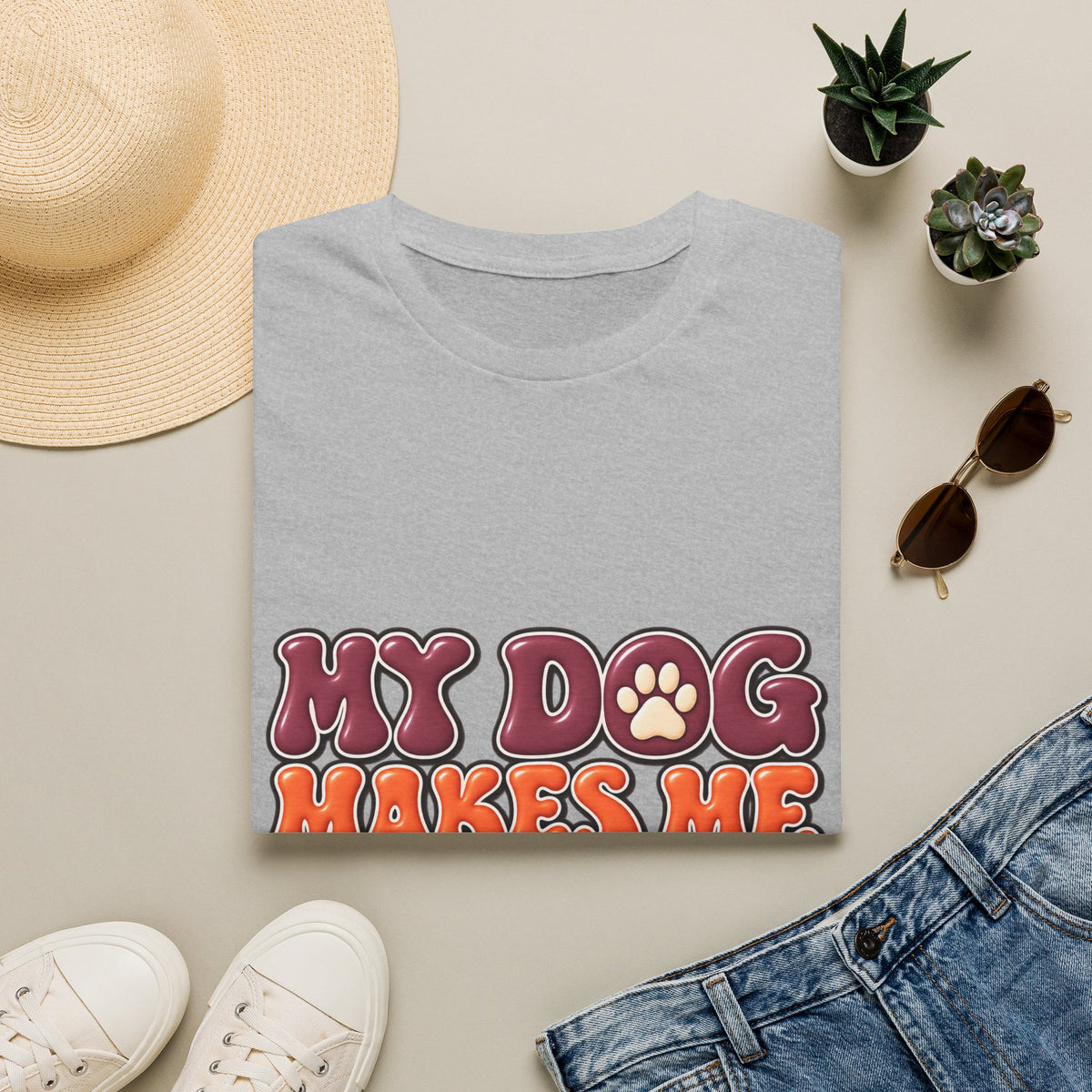 My Dog Makes Me Happy" Retro Paw Graphic