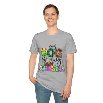 My Dog Is My Doorbell T-Shirt — Colorful Paw Print Dog Lover Tee