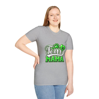 Dog Mama T-Shirt — "Fur Mama" Green Paw Print Tee