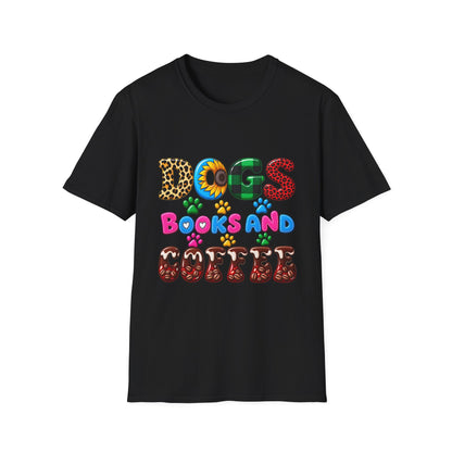 T-Shirt — Dogs, Books and Coffee Graphic Tee