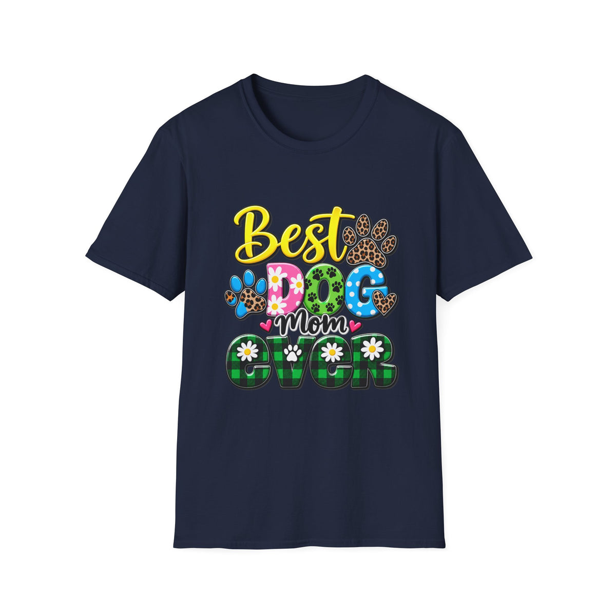 Best Dog Mom Ever T-Shirt — Colorful Paw Print