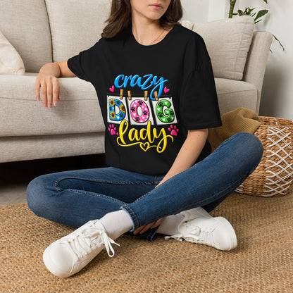Crazy Dog Lady T-Shirt — Cute Floral & Paw Print Design