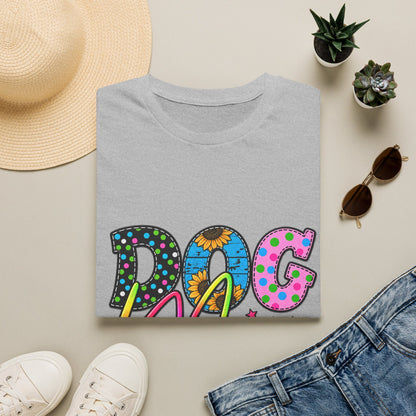 Dog Mom T-Shirt  Colorful Floral & Polka Dot Graphic