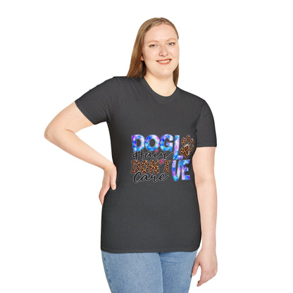 Dog Mom T-Shirt - "Dog Hair Don’t Care" Leopard Paw Graphic
