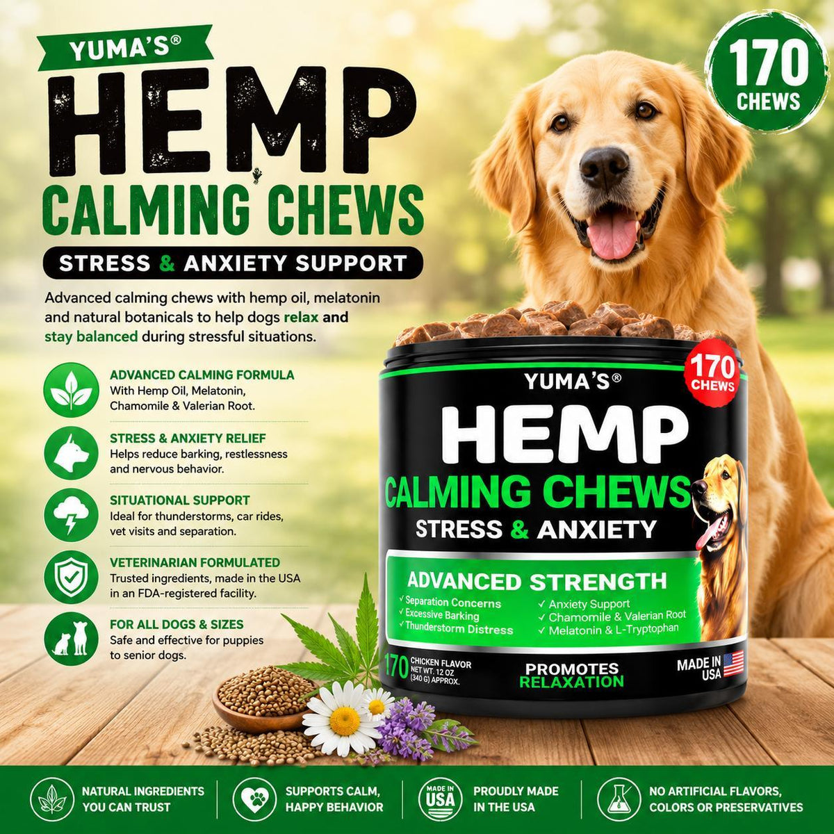 YUMA'S Hemp Calming Chews for Dogs