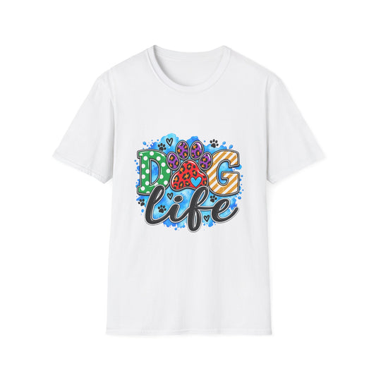 Dog Life T-Shirt — Colorful Paw Print Rescue Lover Tee