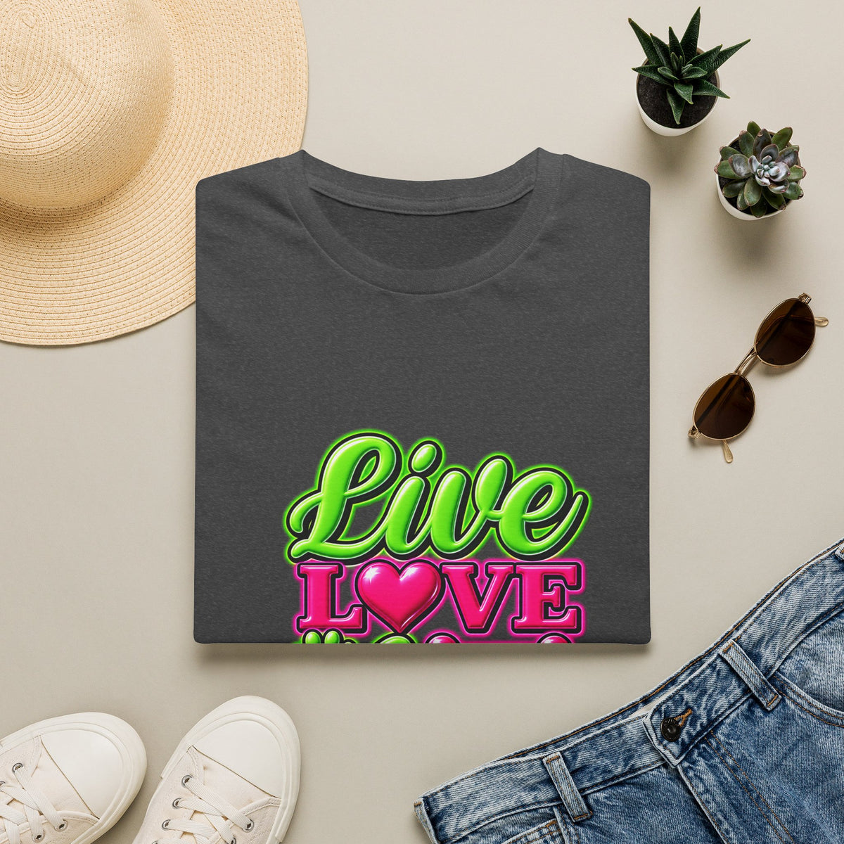 Live Love Dogs T-Shirt — Bright Neon Paw Graphic Tee