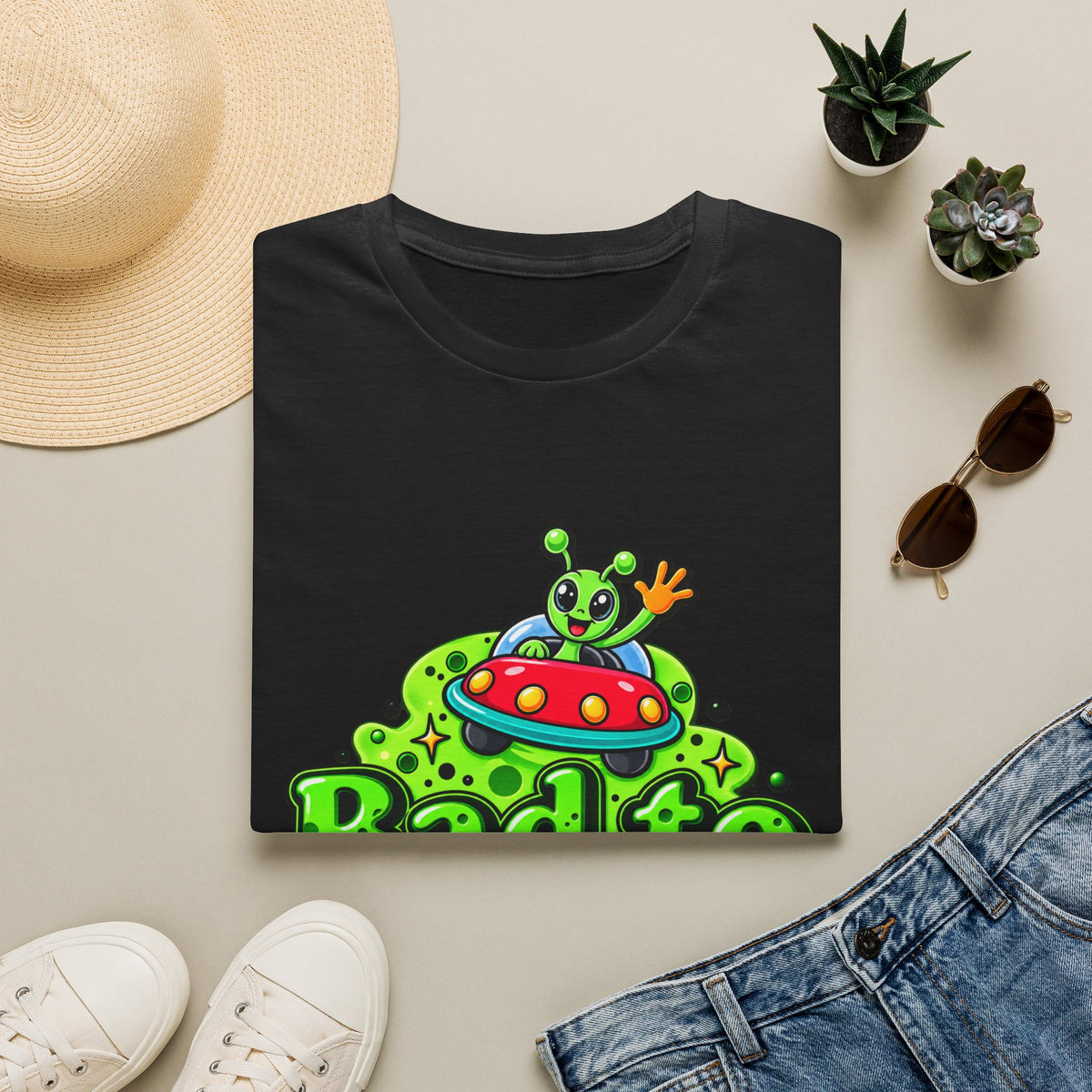 Bad to the Bone Alien T-Shirt — Cute UFO Cartoon Tee