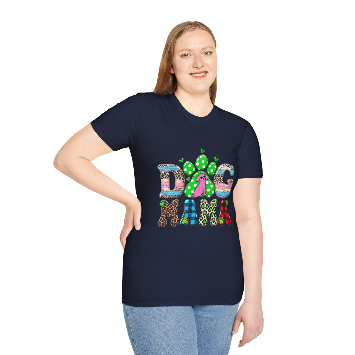Dog Mama Tee — Colorful Paw & Cactus Graphic T-Shirt
