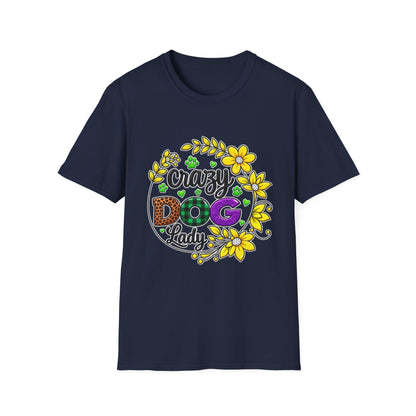 Crazy Dog Lady T-Shirt — Floral Paw Print Women's Tee