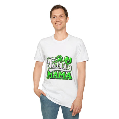 Dog Mama T-Shirt — "Fur Mama" Green Paw Print Tee
