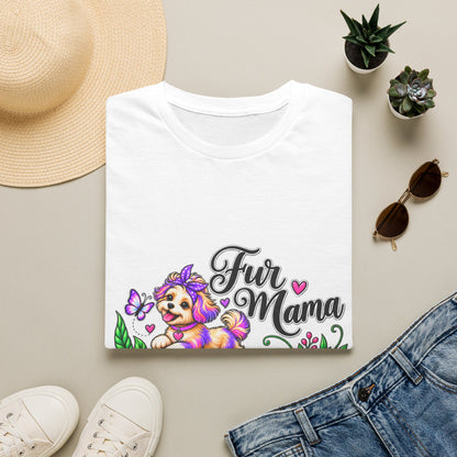 "Fur Mama" Colorful Puppy Floral Graphic Tee