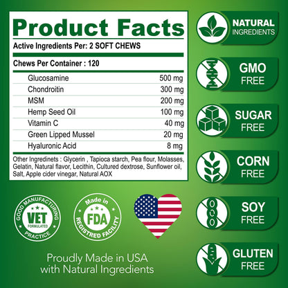 Hemp Joint Support Supplement for Dogs with Glucosamine