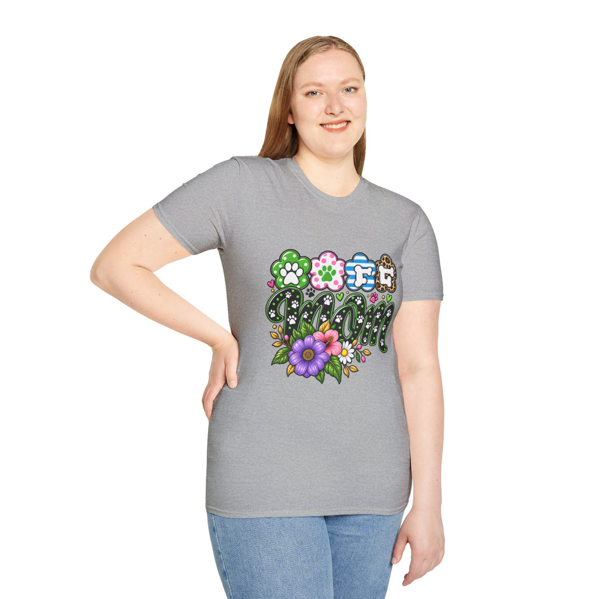 Mom Paw Print Floral T-Shirt  Mother’s Day Pet Lover Tee