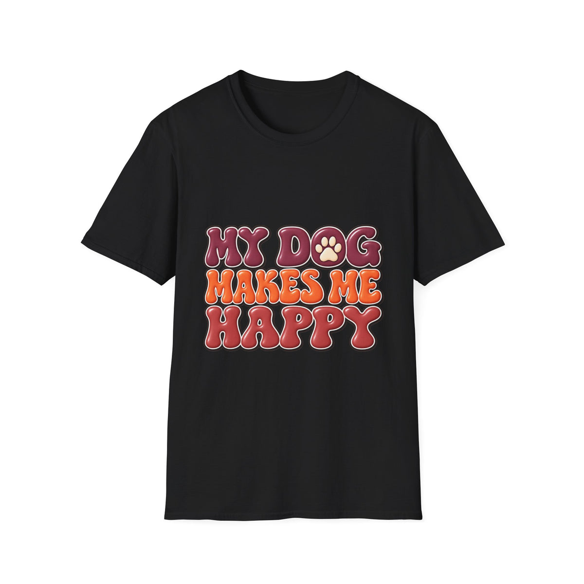 My Dog Makes Me Happy" Retro Paw Graphic