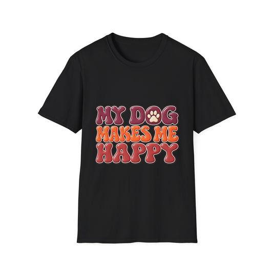 My Dog Makes Me Happy" Retro Paw Graphic