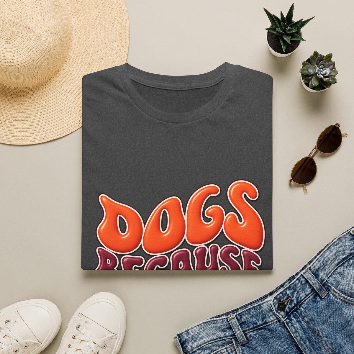 Dogs Because Dudes T-Shirt — Retro Funky Tee for Dog Lovers