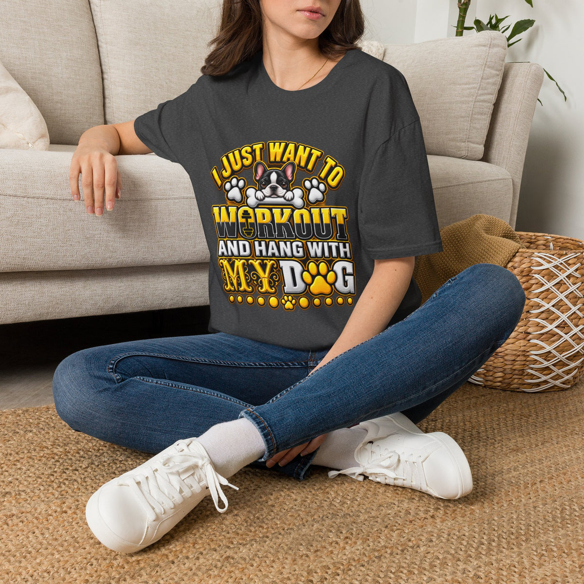 Workout & Hang With My Dog T-Shirt — Funny Dog Lover Fitness Tee