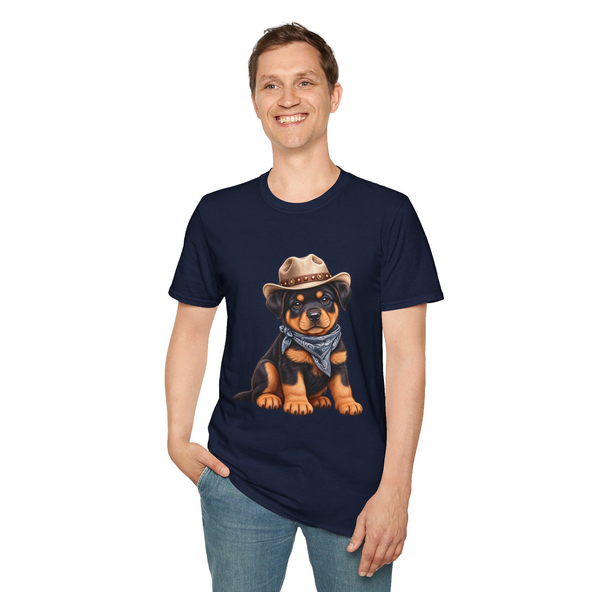 Cowboy Rottweiler T-Shirt Cute Puppy in Cowboy Hat