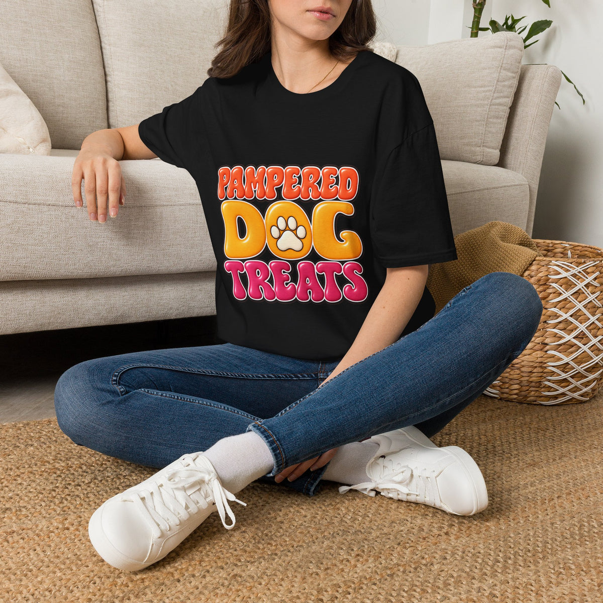 Pampered Dog Treats T-Shirt — Retro Paw Graphic