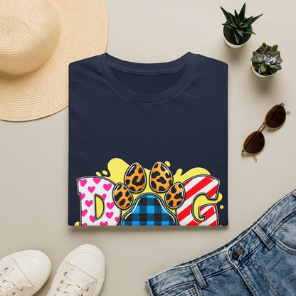 Dog Mom T‑Shirt — Colorful Paw Print Design