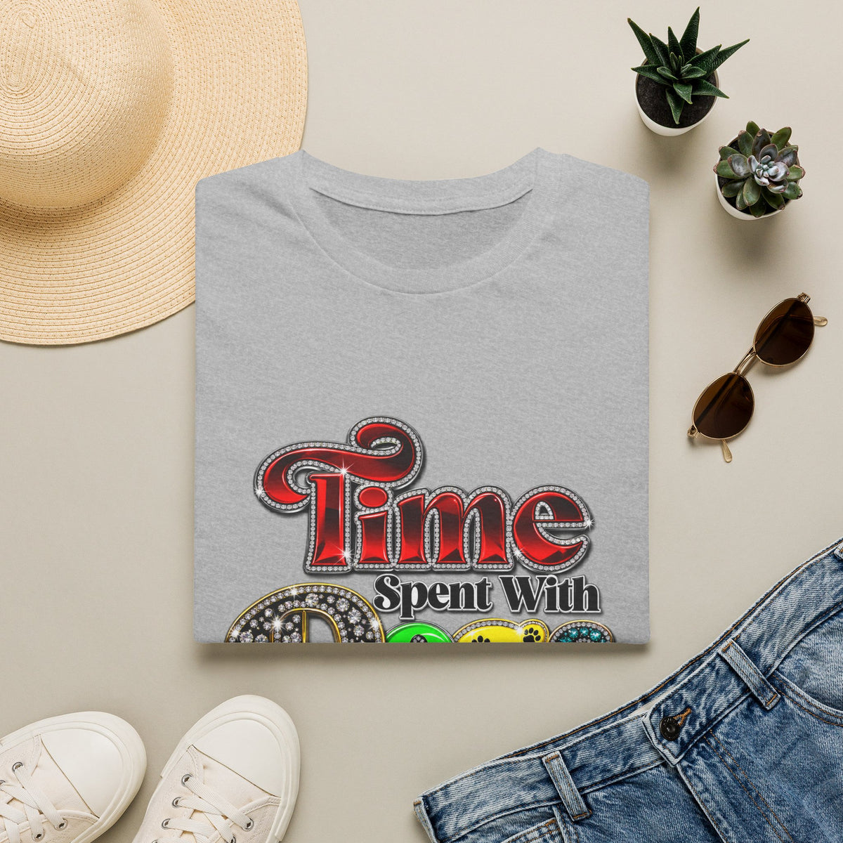 Time Spent With Dogs Is Never Wasted" Graphic Tee