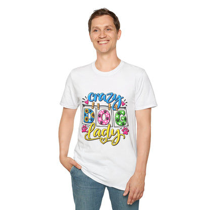 Crazy Dog Lady T-Shirt — Cute Floral & Paw Print Design