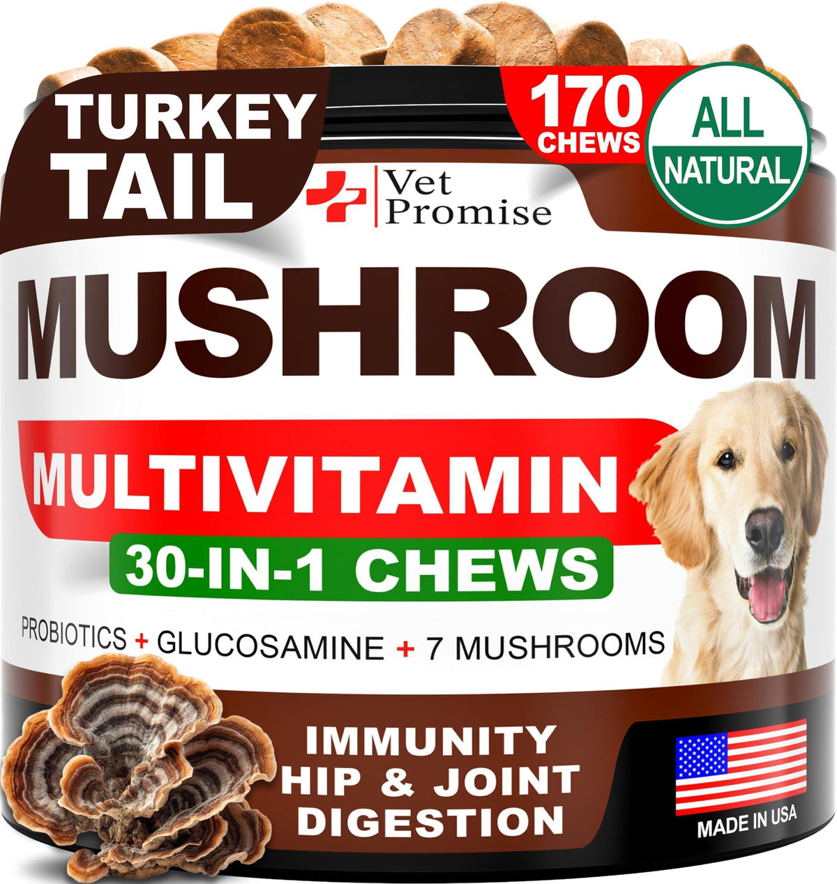 Turkey Tail Mushroom Supplement Chews for Dogs