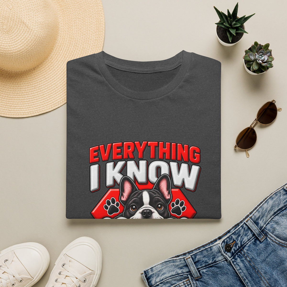 "Everything I Know I Learned From Dogs" Cute Puppy Graphic Tee