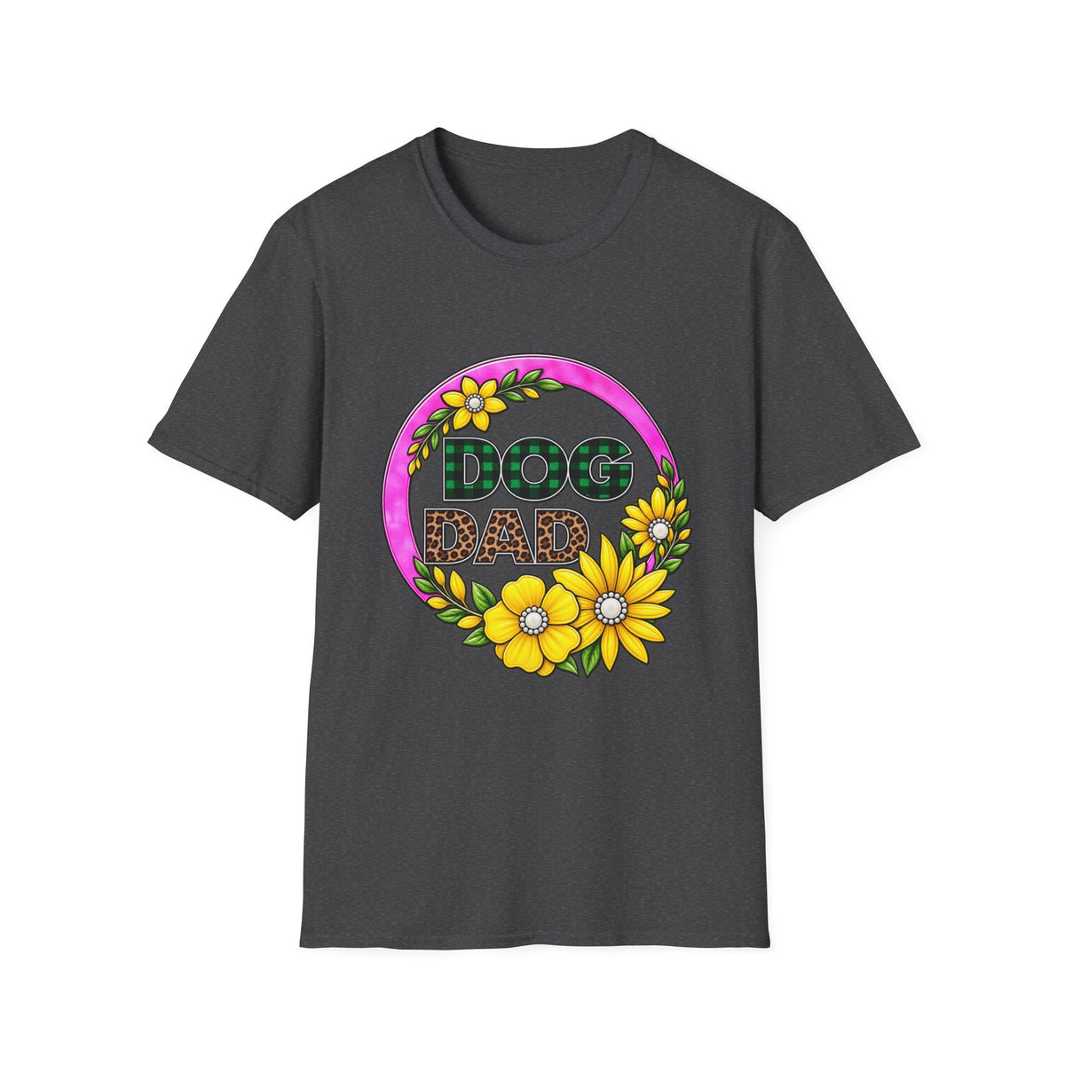 Dog Dad T‑Shirt — Floral Plaid Pet Lover Tee